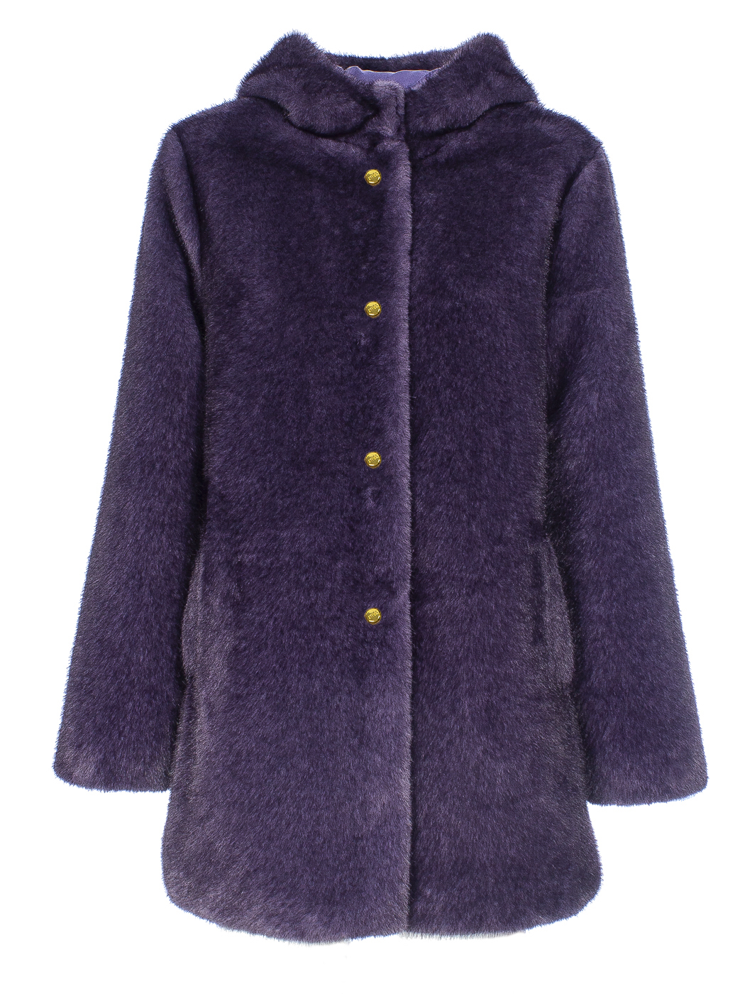 GIACCA LUNGA CON CAPPUCCIO FAUX FUR FAKE MINK ,4 TG,100%PL,MADE IN PRC  - PURPLE
